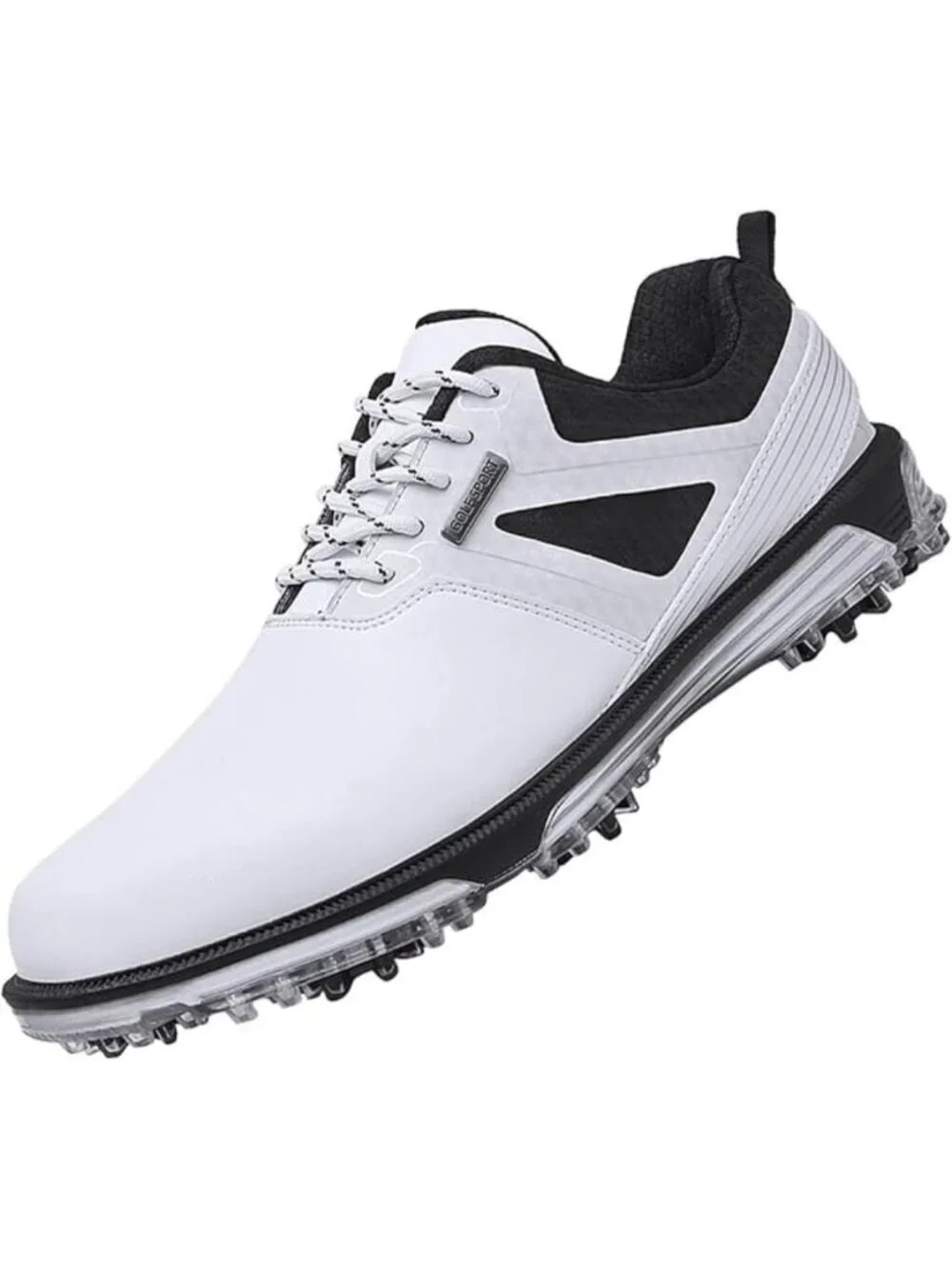 Men's White Golf Shoes Fixed Nail less Sole Waterproof Lightweight No-Slip